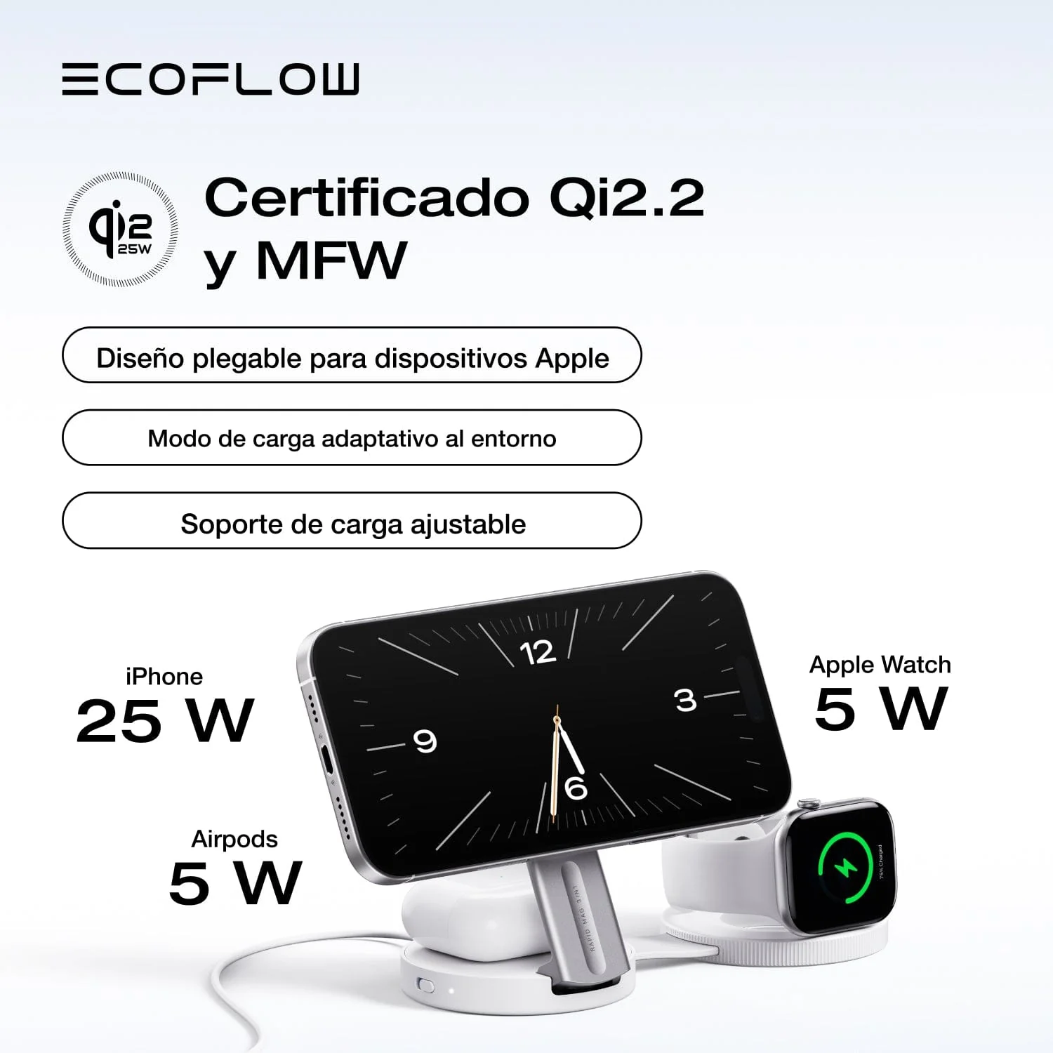 Estación de Carga Inalámbrica EcoFlow RAPID Mag Qi2.2 (3-en-1 Plegable) - Image 5