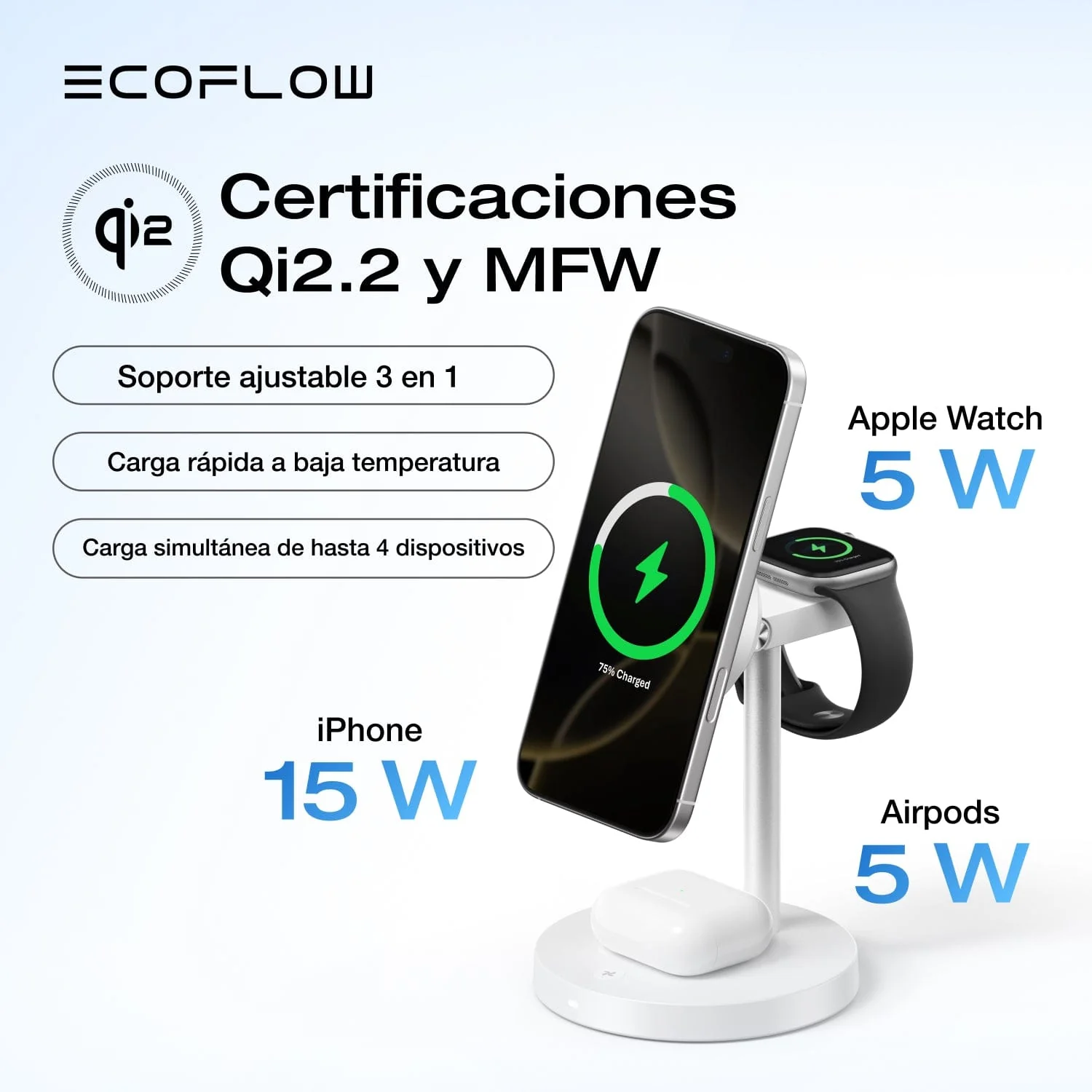 EcoFlow Soporte de carga inalámbrica EcoFlow RAPID Mag Qi2 (3 en 1) - Image 3