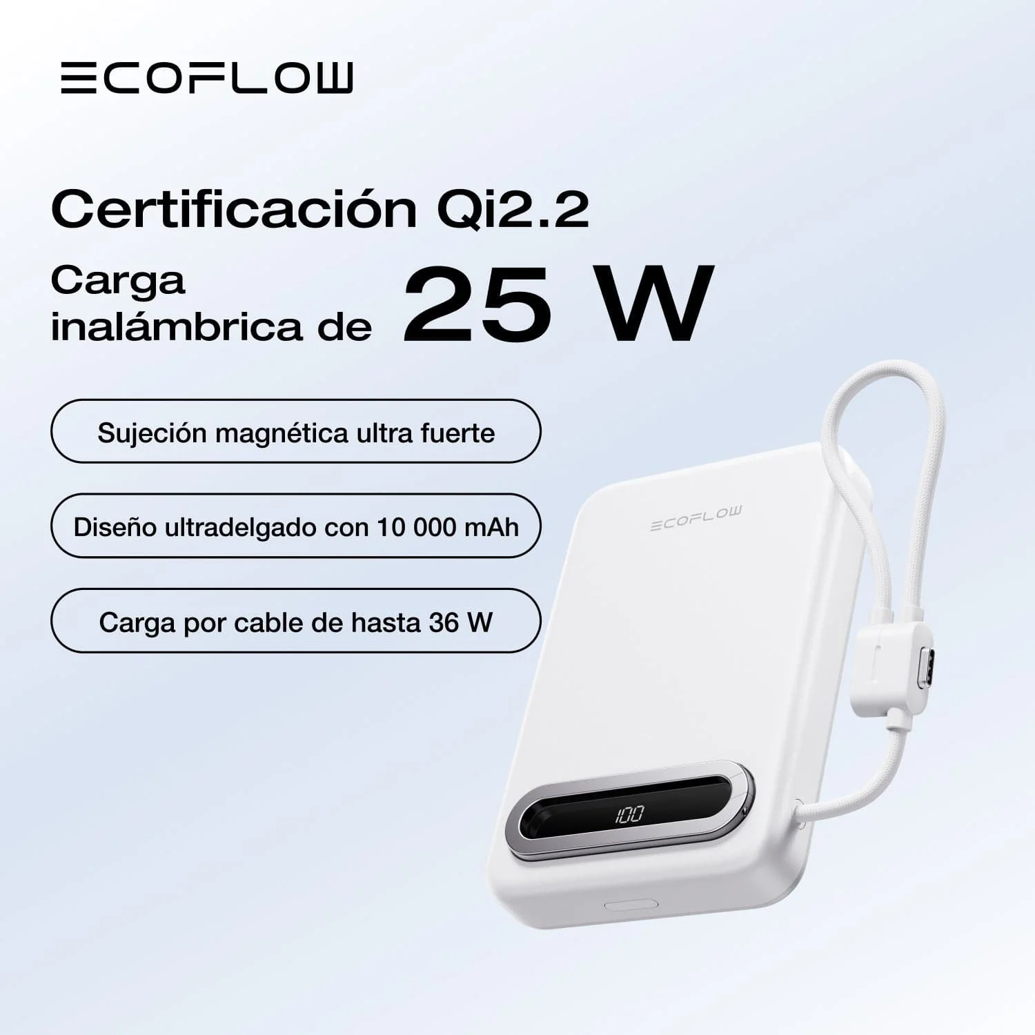 Banco de energía EcoFlow RAPID Mag Qi2.2 (10.000 mAh, 25 W, cable USB-C integrado) - Image 5