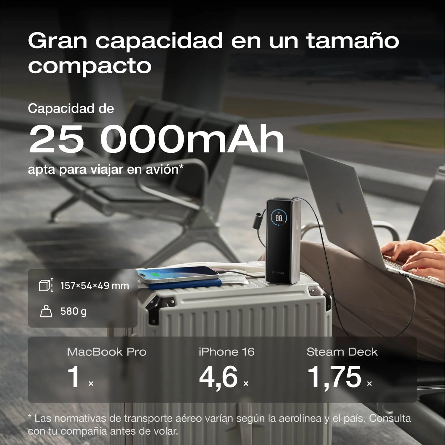 Banco de energía EcoFlow RAPID (25 000 mAh, 170 W, cables integrados y retráctiles de 100 W) - Image 9